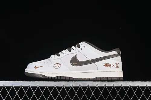 All categories Nk SB Dunk Series Nk SB Dunk Low High-end customized low-top sneakers Nike SB Dunk three-party joint brand milk white gray high-end customized low-top casual sneakers SG6688-003